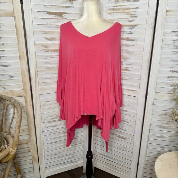 ANTHROPOLOGIE AKEMI + KIN Women's MED LARGE Capa Flutter Sleeve V Neck Top - Picture 13 of 15